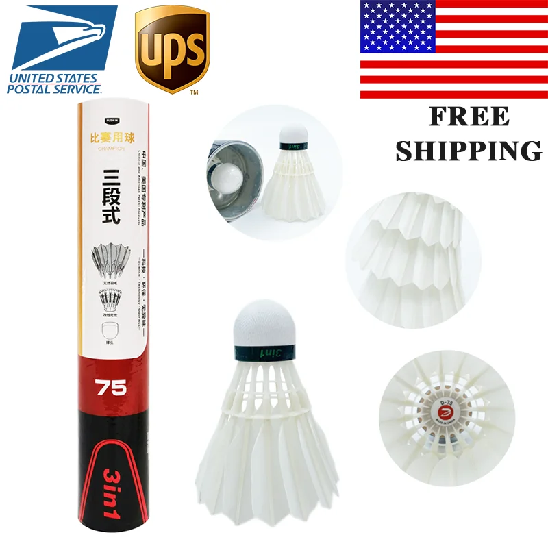 12Pcs D75 3in1 Training Shuttlecocks Birdies Duck Feather Badminton High Quality Durable and Stable