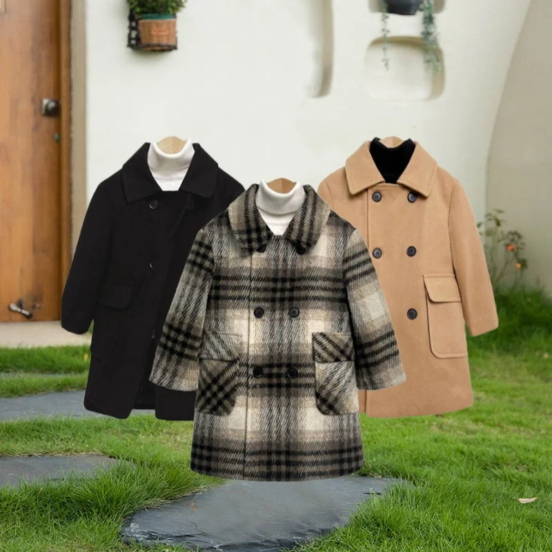 

Детская ветрозащитная уличная длинная куртка, детское праздничное шерстяное пальто для фотосессии, От 3 до 15 лет, зимнее толстое теплое шерстяное пальто для мальчиков в Англии