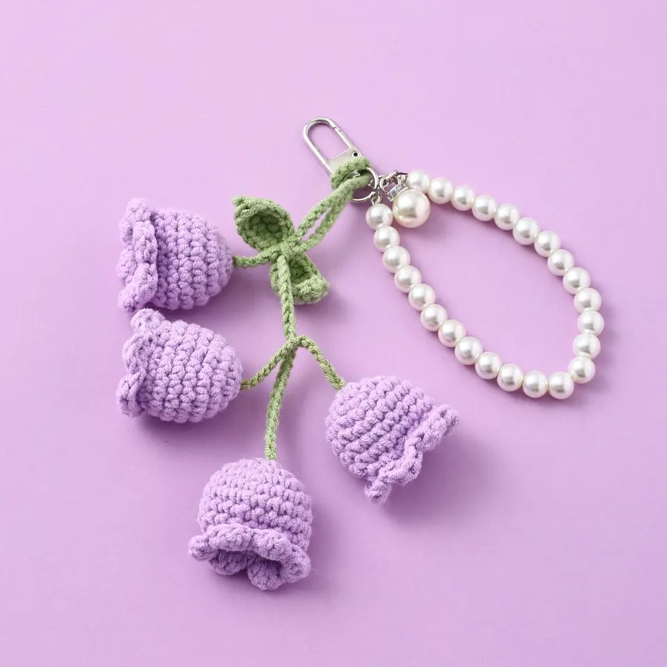 ZAKOL Handmade Flower Knitted Keychain Keyring Women Crocheted