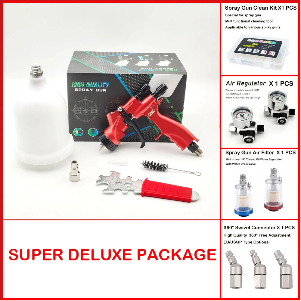 New Paint Gun Spray Gun 1.3/1.8MM Stainless Steel Nozzle With 600ml Cup