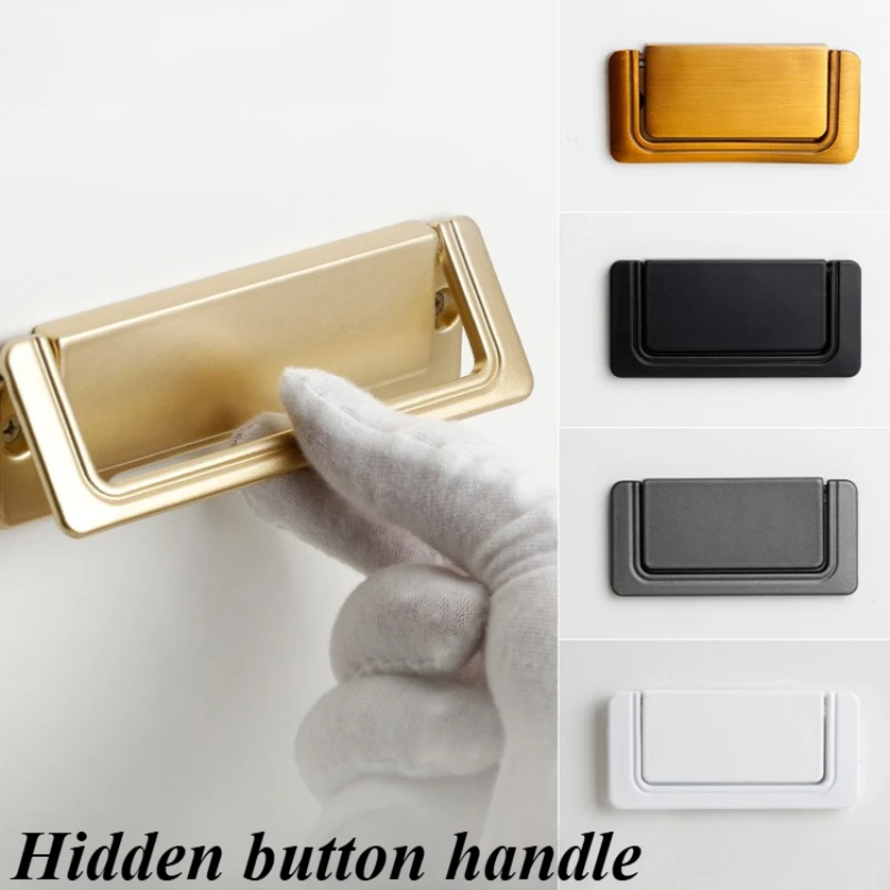 Simple Flat Concealed Buckle Drawer Cabinet Handle Invisible Gusset Furniture Hardware Aluminum Alloy Cabinets Closets Handle