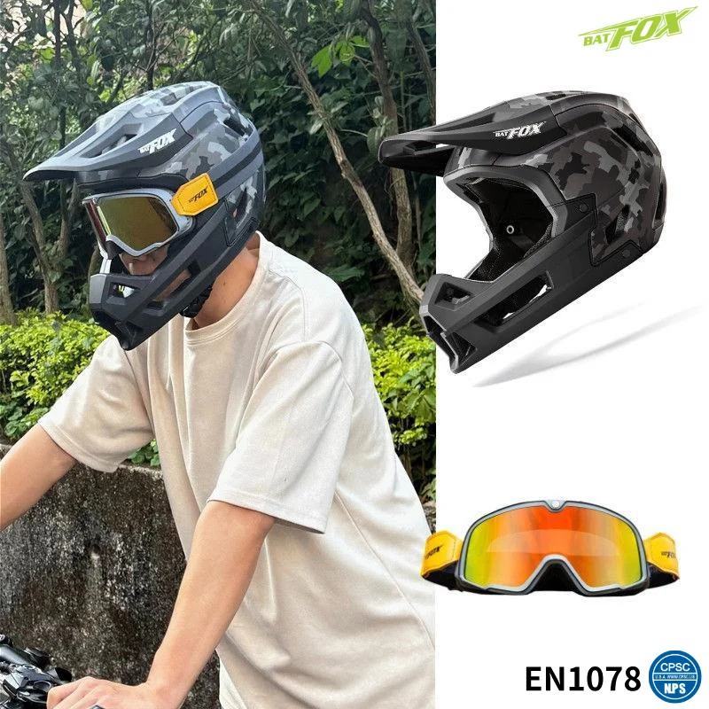 

BATFOX Full Face MTB Bicycle Helmet Adults Youth Off-road Cycling Scooter Sports Safety Protection Racing Mountain Bike Helmets