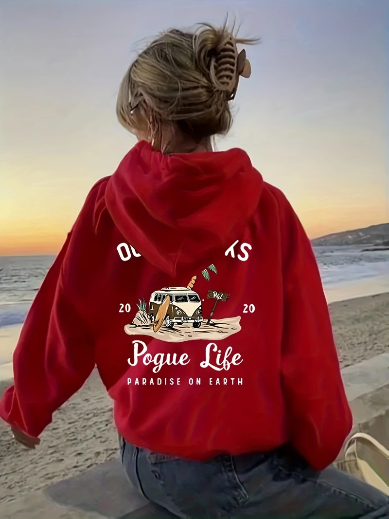 

2025 Autumn and Winter Women's Casual Hoodie Outer Banks Life Letter Print High-end Luxury Is for Both Men and Women Top Y2k