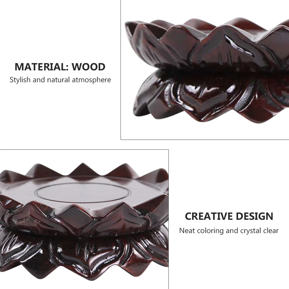 

Wooden Lotus-Shaped Pedestal Incense Burner Base Buddha Statue Stand Decorative Wood Craft Home Yoga Room Decoration