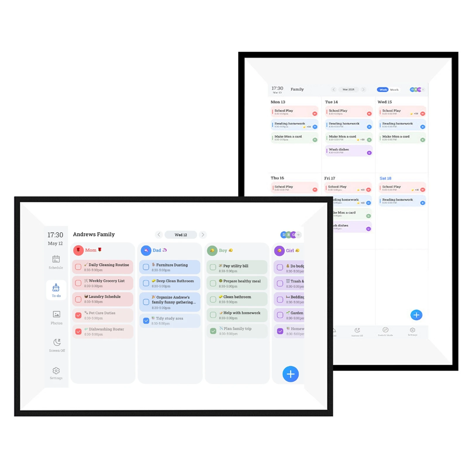 Smart Digital Calendar 10.1in HD Touchscreen Family Planner with Switchable Digital Photo Frame Electronic Calendar
