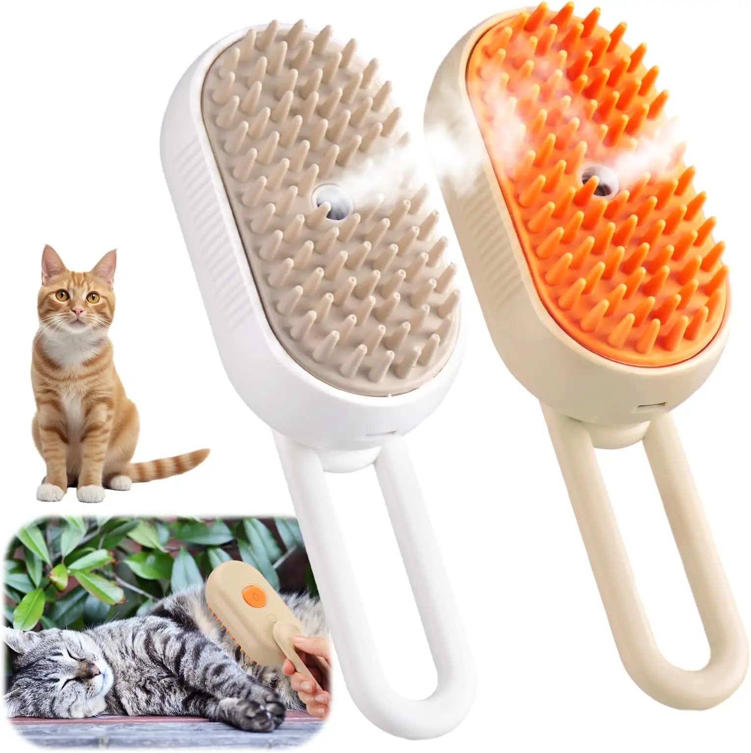 

TONG Steamy Cat Brush 3 in 1 Electric Anti-splashing Cat Brush with Steam Spray for Massage Pet Grooming Comb Hair Removal Combs