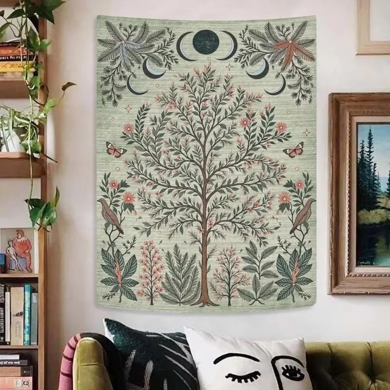 Tree of Life Butterfly Flower Tapestry Bohemian Style Tapestry Wall Hanging Decor Suitable For Bedroom House Dorm Decor