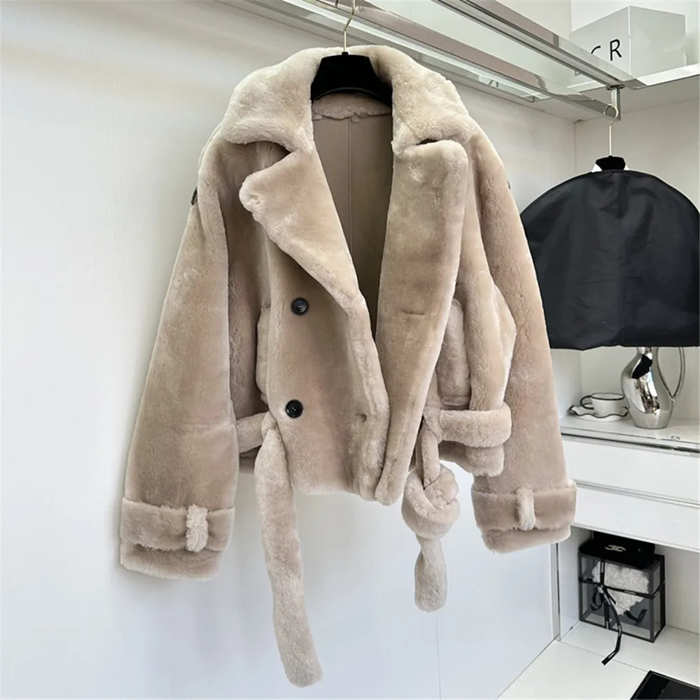 Women\'s Fur Coat Double Breasted Warm Jackets   Female Fashion Tops B*C New