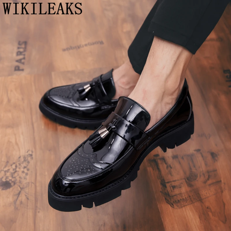 Brogue Shoes Men Elegant Italian Party Shoes For Men Brand Wedding Men Shoes Formal Coiffeur Patent Leather Wedding Dress 2024