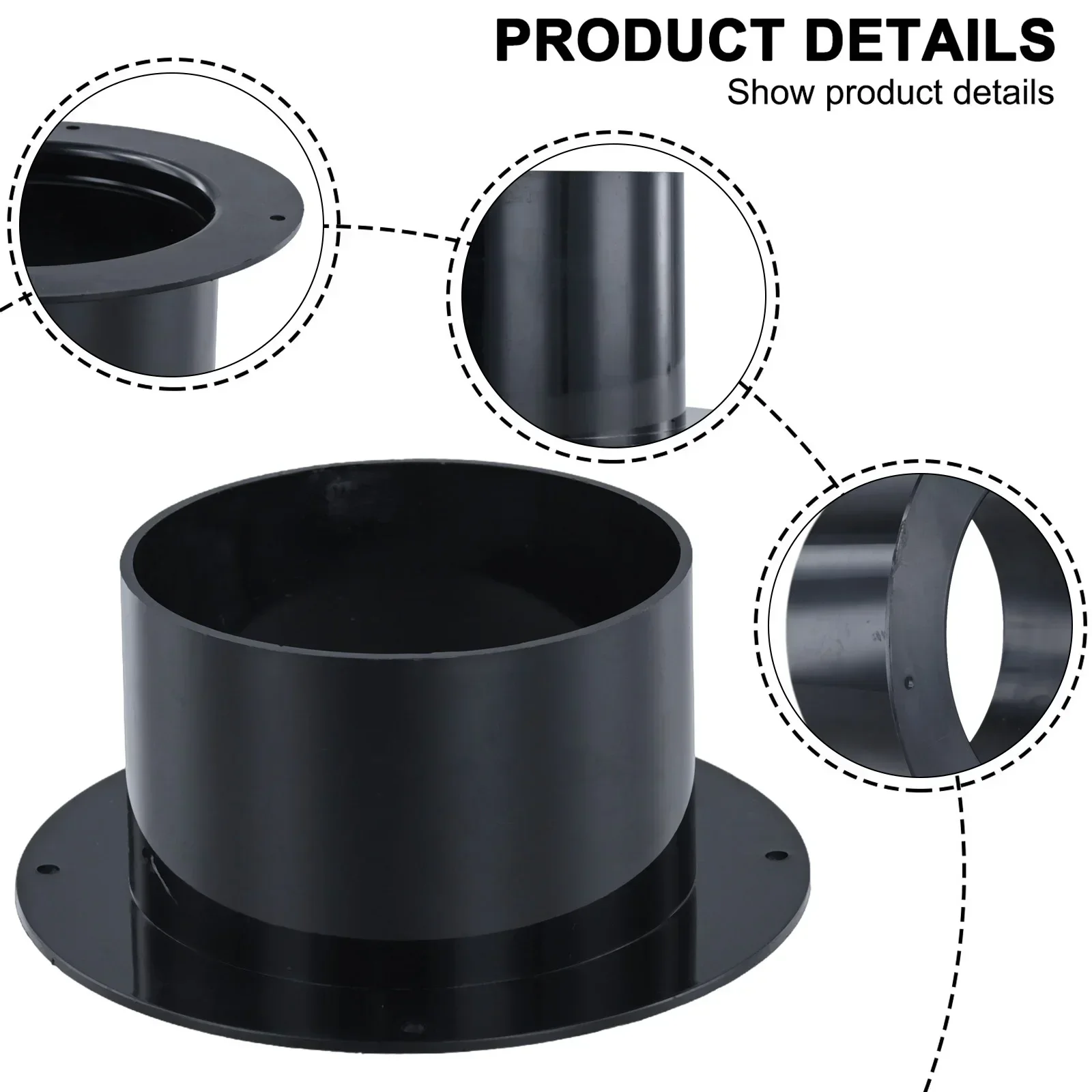 1pcs ABS Wall Flange Connector For Ventilation Pipe Air Ducting Connection Round 100mm 125mm 150mm Black Household Accessories