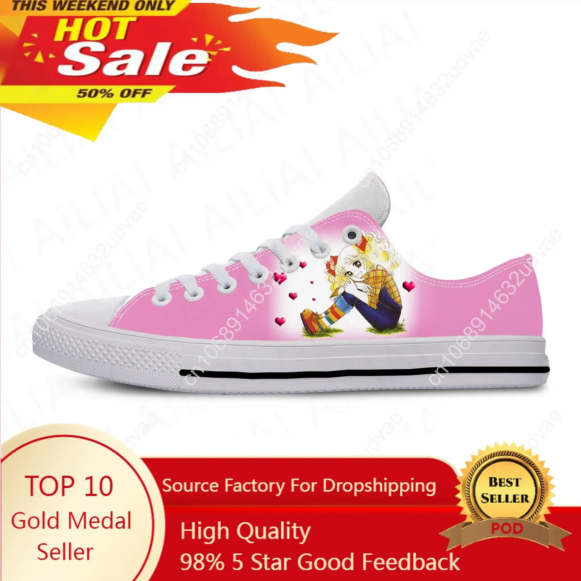 

Candy Candy Low Top Shoes Men Women Sneakers Japanese Anime Manga Cartoon Casual Cloth Lightweight Custom 3D Print Shoe