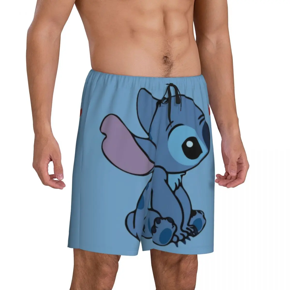 Custom Print Lilo Stitch Cartoon Anime Manga Pajama Shorts for Men Sleepwear Bottoms Sleep Short Pjs with Pockets