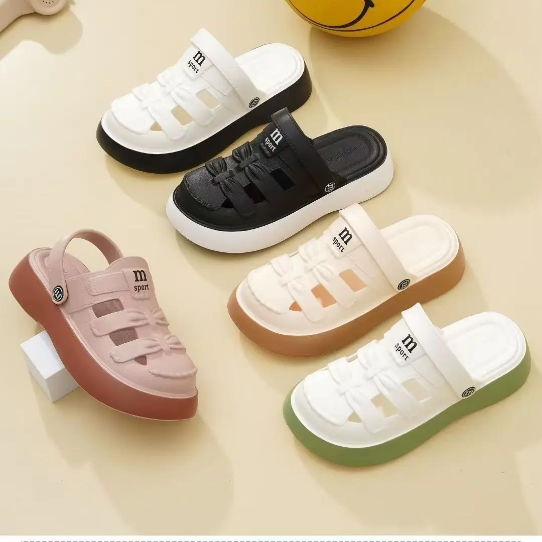 

Сандалии-боты на плоской подошве с узлом, женские летние новые повседневные пляжные тапочки без шнуровки, удобные пляжные тапочки на плоском каблуке