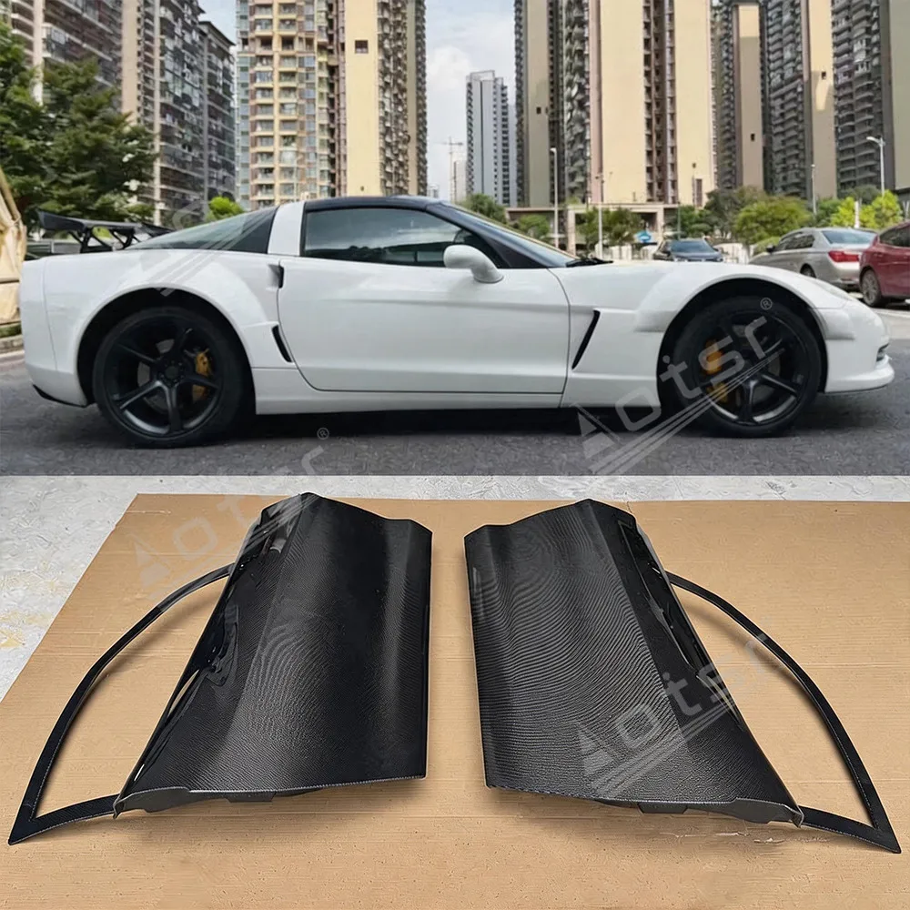 Real Carbon Fiber Outer Door Skin Cover For Chevrolet Corvette C6 2006-2013 Side Exterior Door Trim Panel Overlay