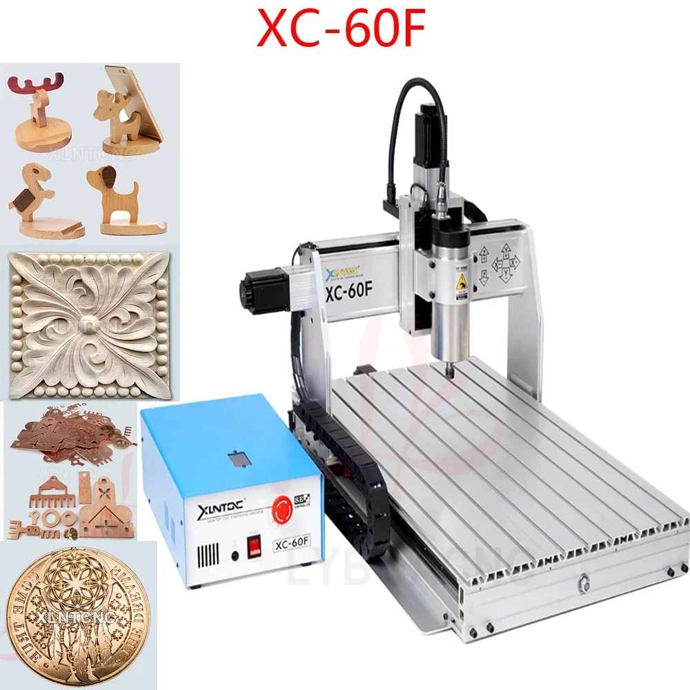 

LY Metal Aluminum Milling and Drilling Machine XC-60F 0.8KW 1.5KW Spindle 3 Axis 4 Axis for Woodworking PCB Carving USB Port