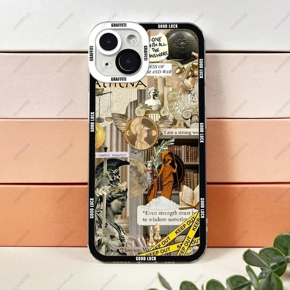 Aesthetic Statue Art Phone Case For iPhone 16 15 14 13 12 11 Pro Max XS X XR Plus Mini Luxury Transparent Soft Funda