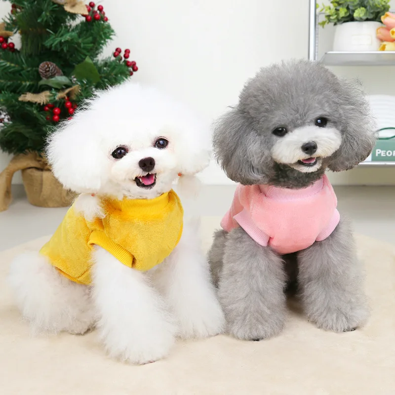 

Candy-colored Dog Clothing Winter Pet Thermal Sweater Teddy Warmer Than Bear Small Dog Clothing Puppy Two-legged Clothes S-XXL