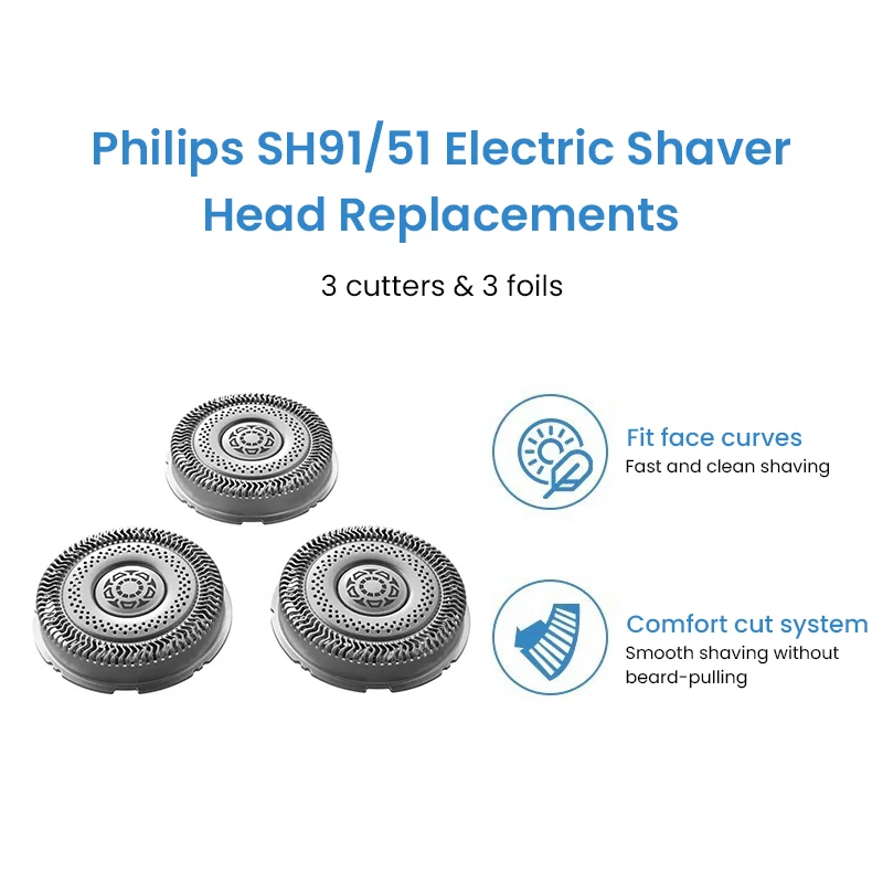 رأس الحلاقة فيليبس SH91 بديل لرأس الحلاقة 3 رقائق + 3 قواطع متوافقة مع جميع السلاسل 9000 Series Prestige