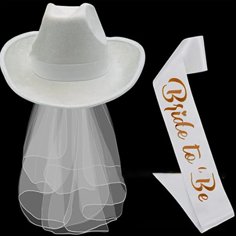 Mxmb chapéu cowboy para noivas ocidentais, chapéu cowgirl ocidental, festa casamento, adereços para fotos, presentes