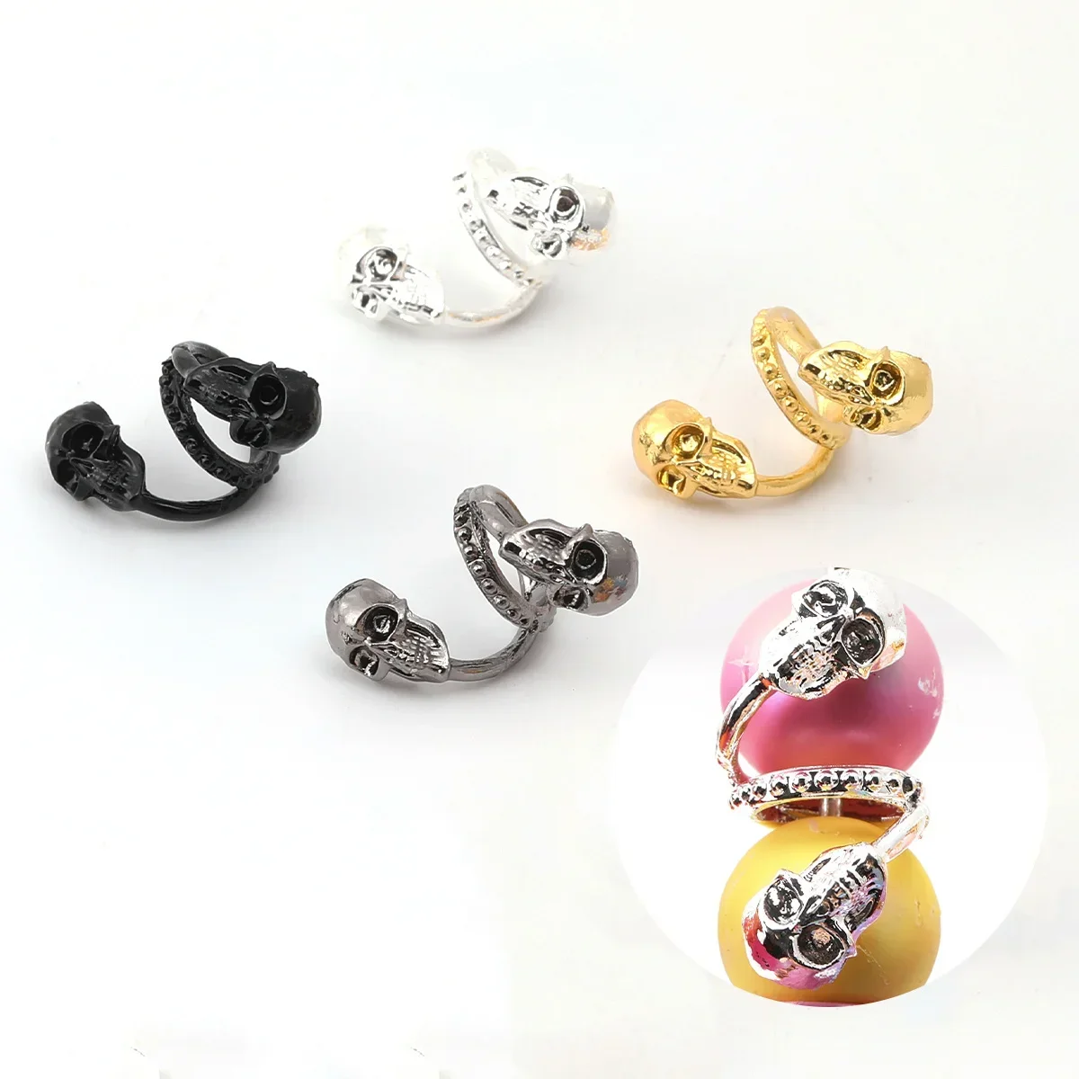 10/15pcs Random Color Zinc Alloy Skull Shape Charms,16*30mm Metal Ornament Parts for Handmade DIY Craft Jewelry Making Supplies