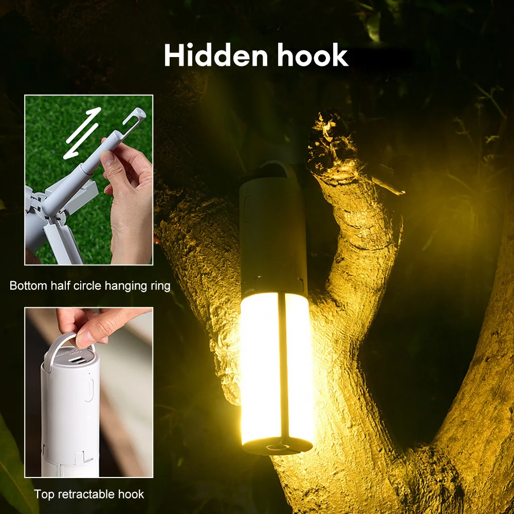 Folding Camping Lamp USB Recarregável Tenda Pendurada Luz 3 Modos de Iluminação Outdoor Camping Lanterna Portátil Lâmpada De Emergência