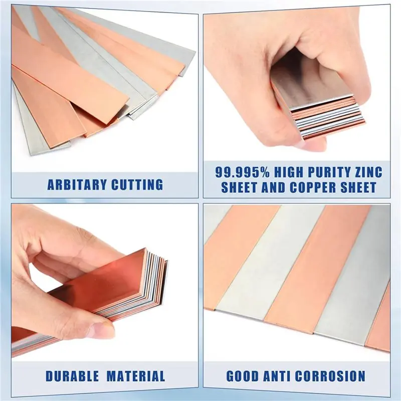 36 Pcs Pure Copper Zinc Anode Sheet 99.9% High Purity Copper Zinc Electrode Strips 0.04 Inch X 0.98 Inch X 5.98 Inch-AT36