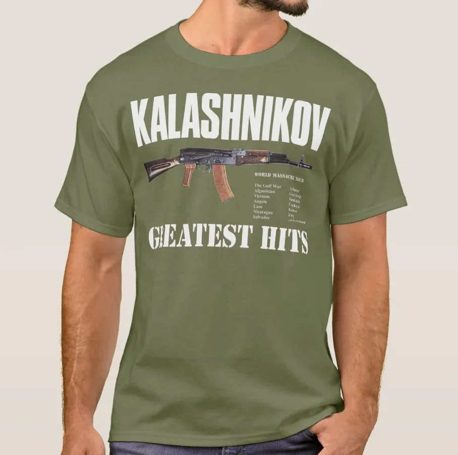 Rare Kalashnikov AK-47 World Massacre Tour T Shirt. High Quality Cotton, Large Sizes, Breathable Top, Loose Casual T-shirt S-3XL