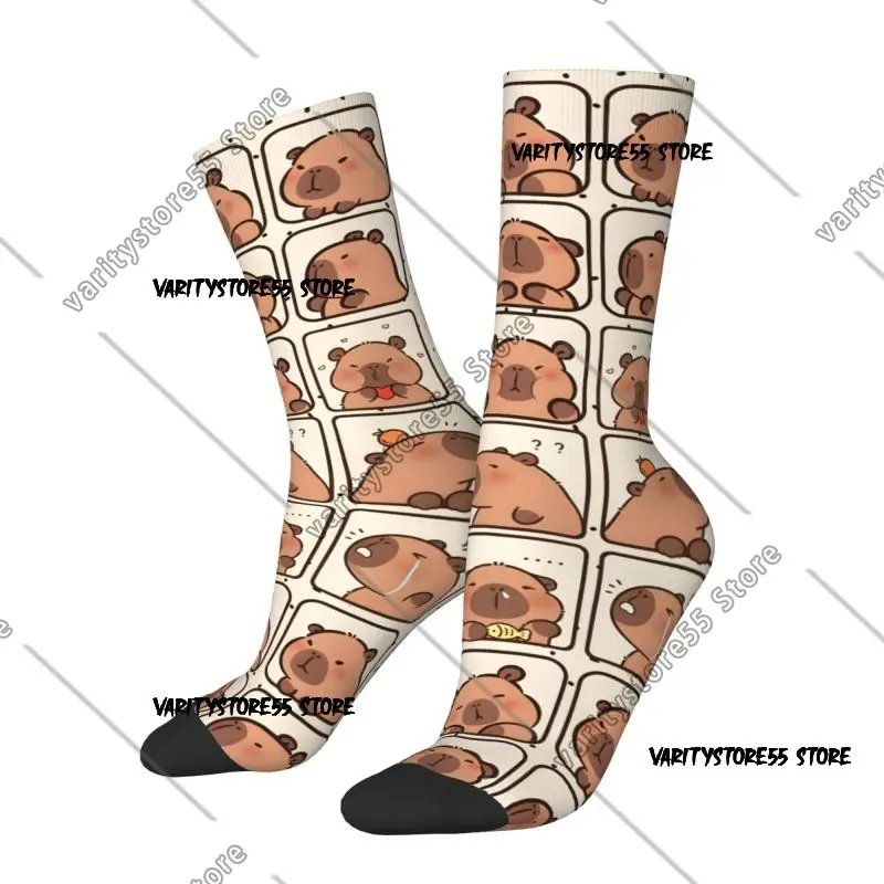 

Custom Cute Capybara Meme Men Women Crew Socks Unisex Funny Animal Spring Summer Autumn Winter Dress Socks