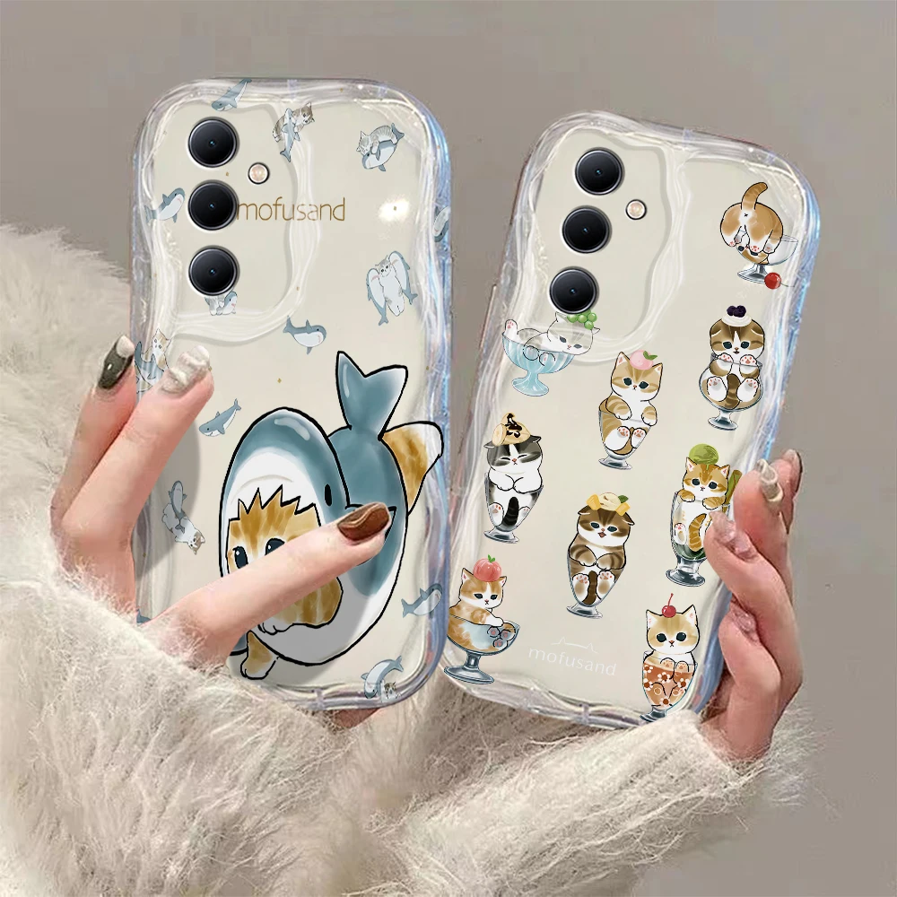 Cartoon Mofusand 3D Wave Case For Samsung A73 A72 A71 A55 A54 A53 A35 A34 A33 A25 A24 A23 A15 A14 A13 A05 A04 A03 4G 5G Cover