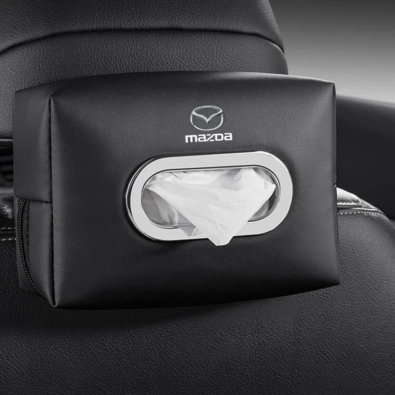 Caja de pañuelos interior de cuero para coche, bolsa de almacenamiento con reposabrazos para Mazda 3 6 RX8 RX7 MX3 Axela Atenza MX5 CX9 CX3 CX5 CX7