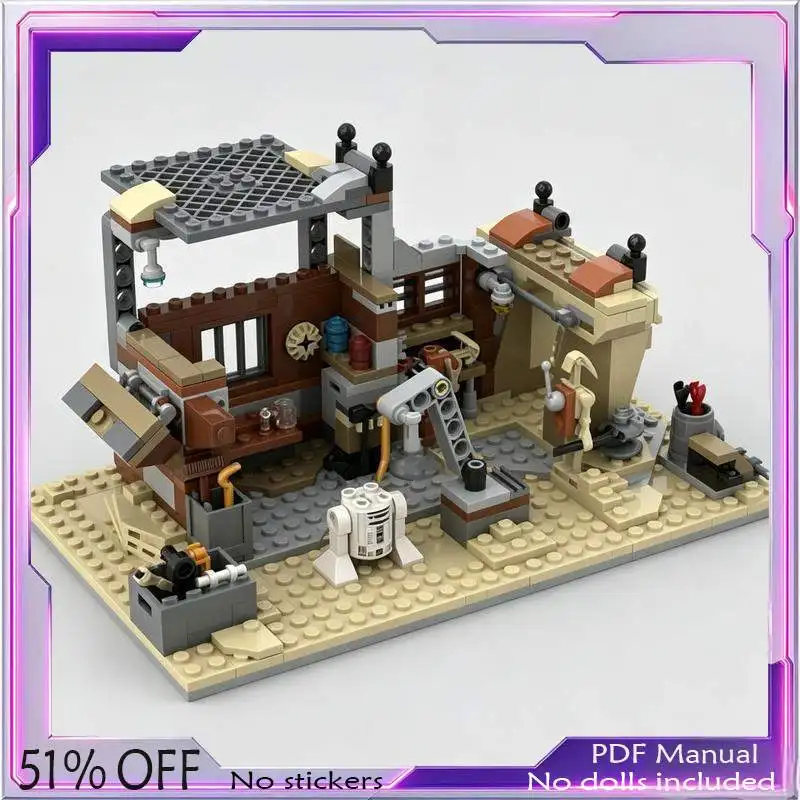 426PCS Sci Fi Robot Repair Workshop Garage Bay Scene Model Custom Building Blocks DIY Assembly Toy Creative Gift For Boys