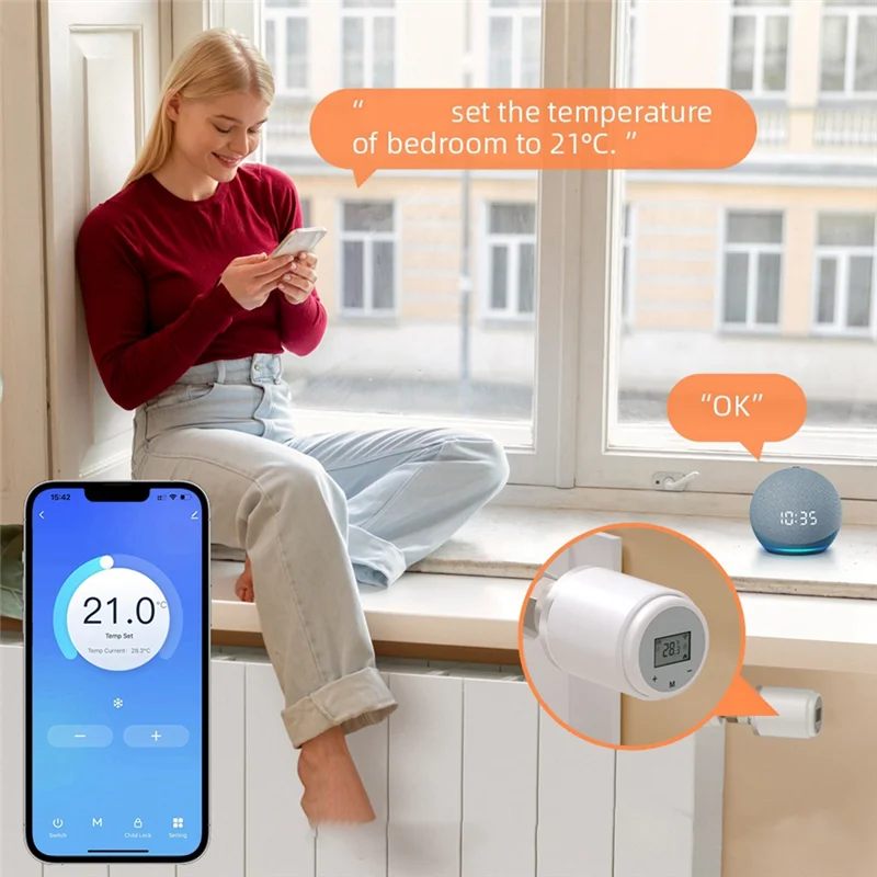 

Умный термостат ABMF-Tuya Wi-Fi, термостатический привод клапана радиатора TRV, регулятор температуры для Alexa, дома, Alice, простота установки
