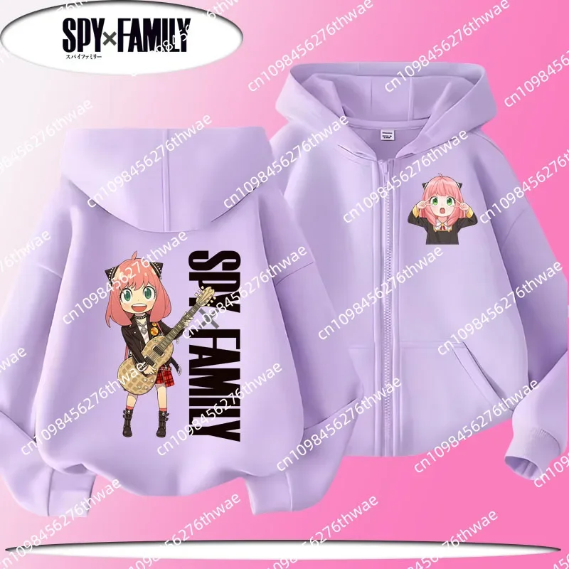 

2025 Spy X Family Kids Zippered Hooded Sweatshirt New Spring-Autumn Coat Boys and Girls Cute Casual Shirt Cartoon Print Shirt
