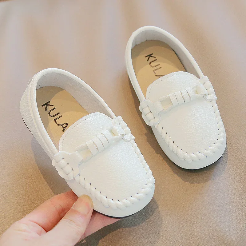 Kids Leather Shoes Children Casual Flats Boys Sneakers Loafers Moccasins Spring Autumn School Party Wedding Black White Shoes