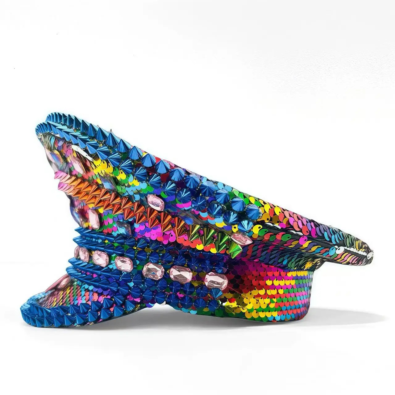 หมวกแฟนซีงานเทศกาลดนตรีหงหลวน หมวกกัปตันประดับเพชรสำหรับงานคาร์นิวัล ผู้หญิง คอสเพลย์ เครื่องประดับสำหรับผู้หญิง