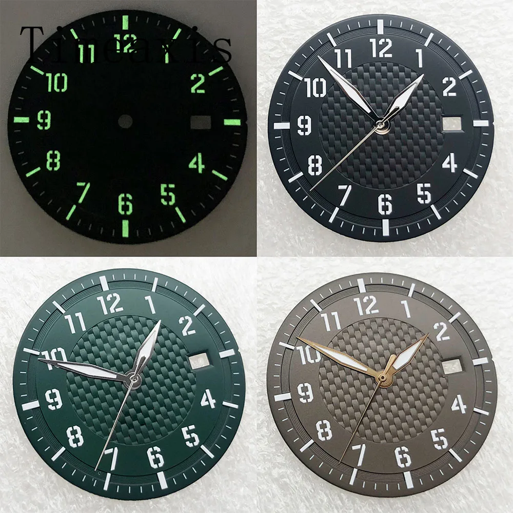 

Timeaxis 34 мм стерильный циферблат + стрелки светящийся механизм NH35/NH36 автоматический кофейный черный зеленый детали часов