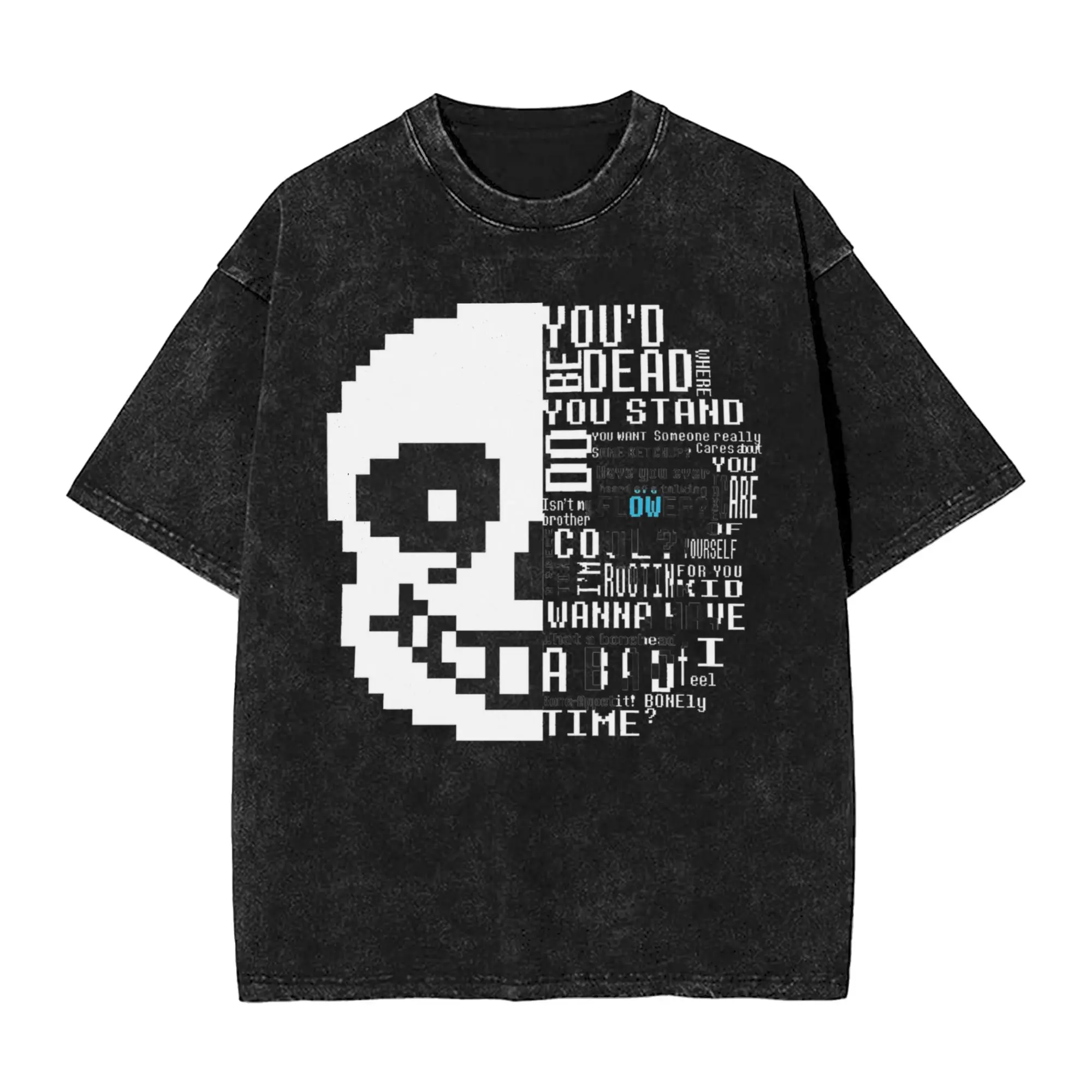 Undertale Sans Face Washed T Shirt Streetwear Hip Hop Casual T-Shirt  Tees for Men Women Short Sleeve Harajuku Graphic
