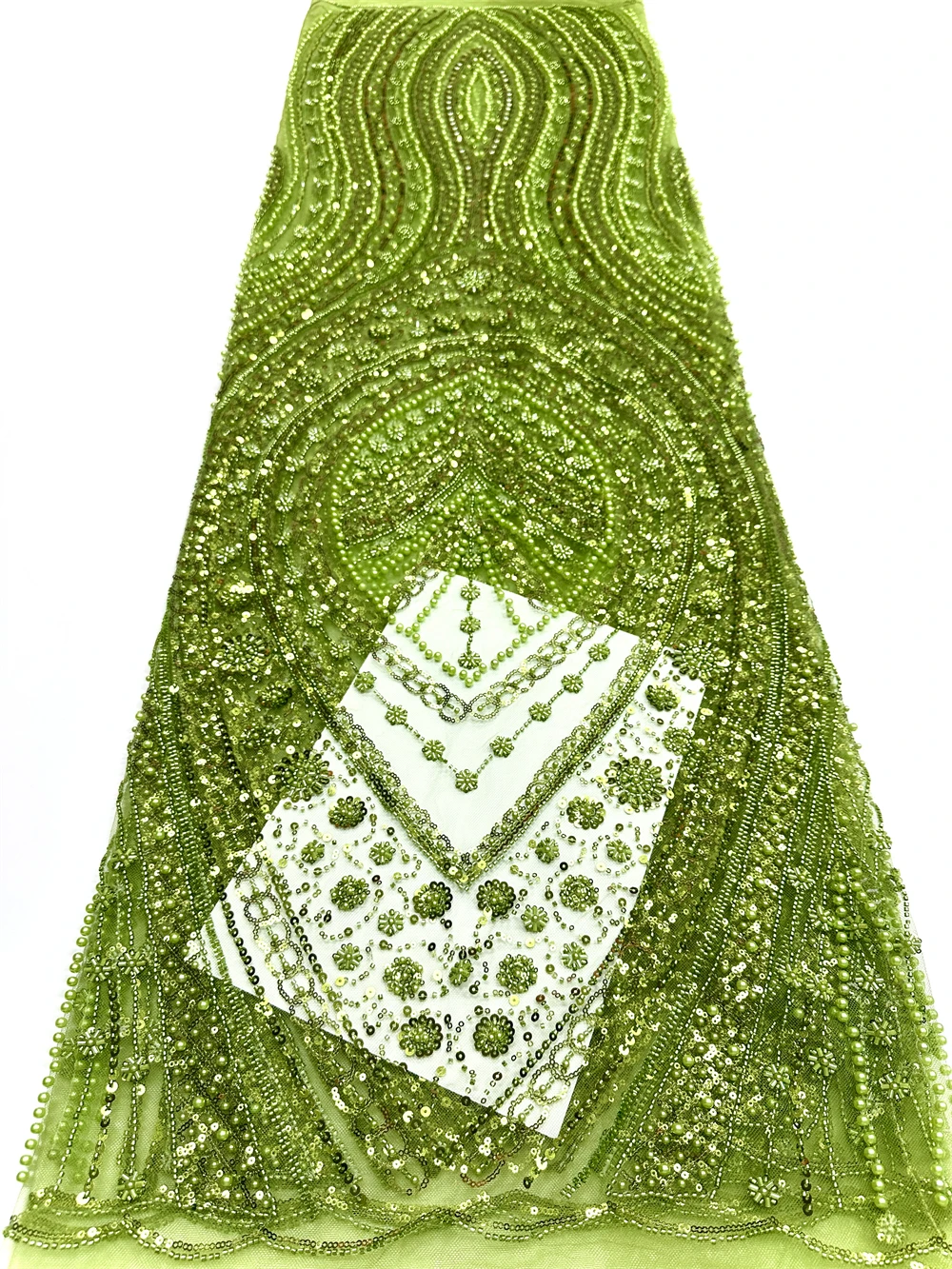 

New French Mesh Lace Fabrics Embroidery Sequins Tulle Beaded African Fabric for Women Party Dresses 5 Yards Sewing Party Season