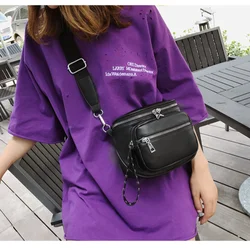 Women Shoulder Crossbody Bags PU  Chest Bag Waterproof Pocket Waist Bag Fashion Casual Chest Handbag Belly Bags