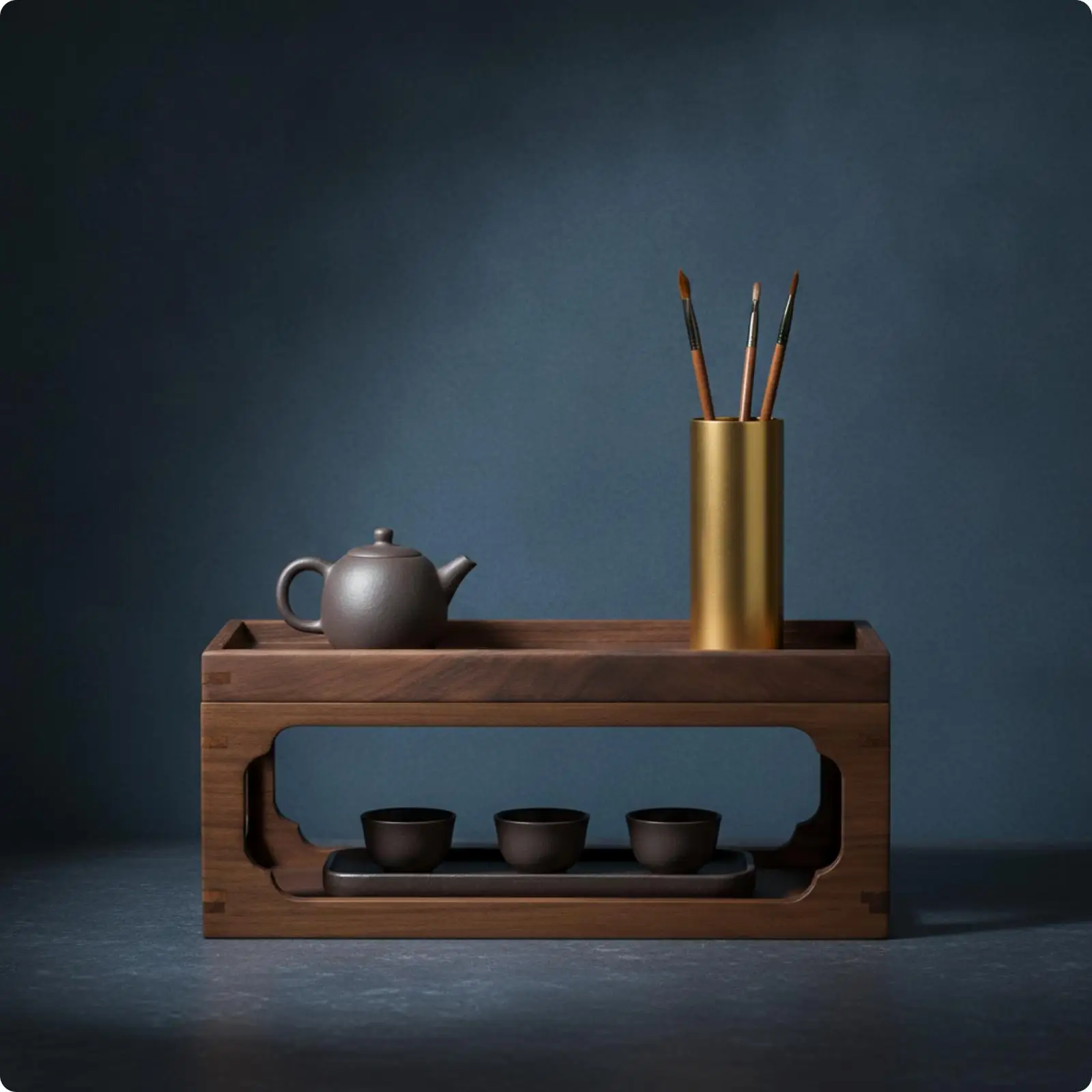 No Assembly Wooden Desk Storage Shelf Organizer Rack for Office Tea Table Counter Decor Functional Items