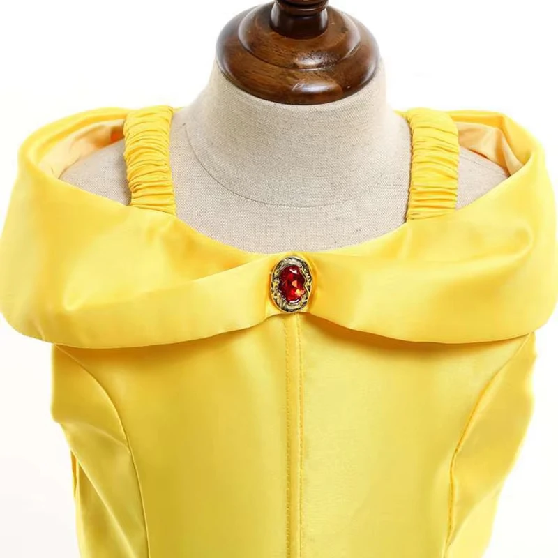 Kids Belle Costume Girls Halloween Princess Cosplay Party Dress Children Birthday Clothes Carnival Luxury Ball Gown image 4