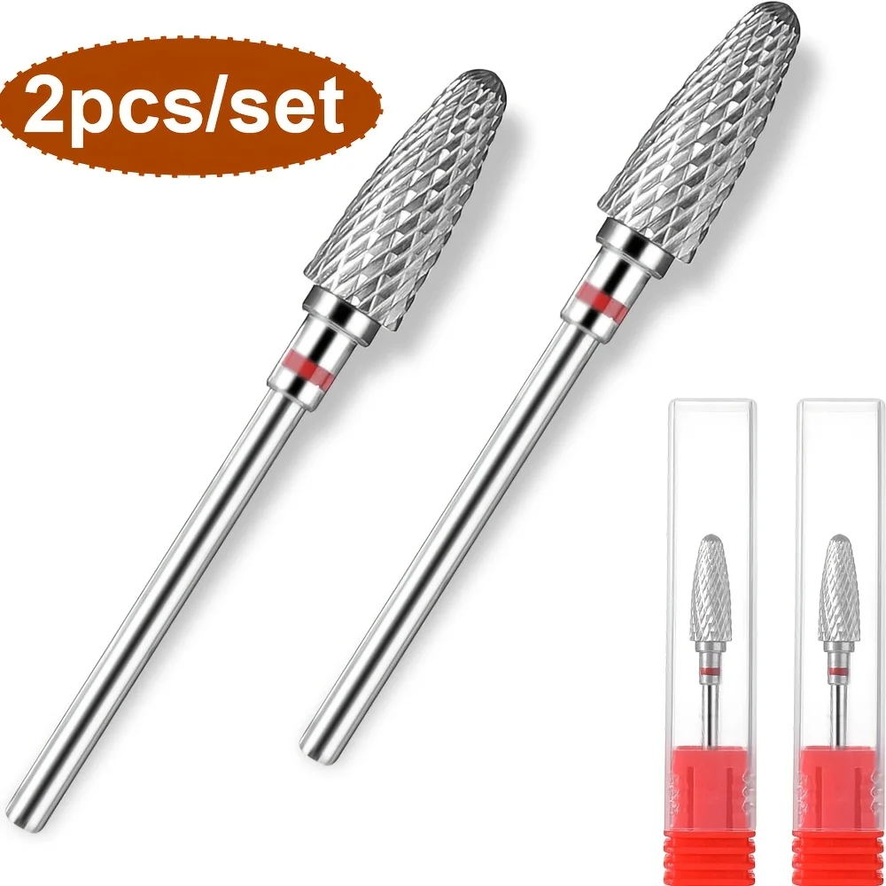 2pcs Professional Carbide Nail Drill Bit for Quick & Safe Acrylic Gel Removal - Manicure Pedicure Tool Set for Cuticle Cleaning