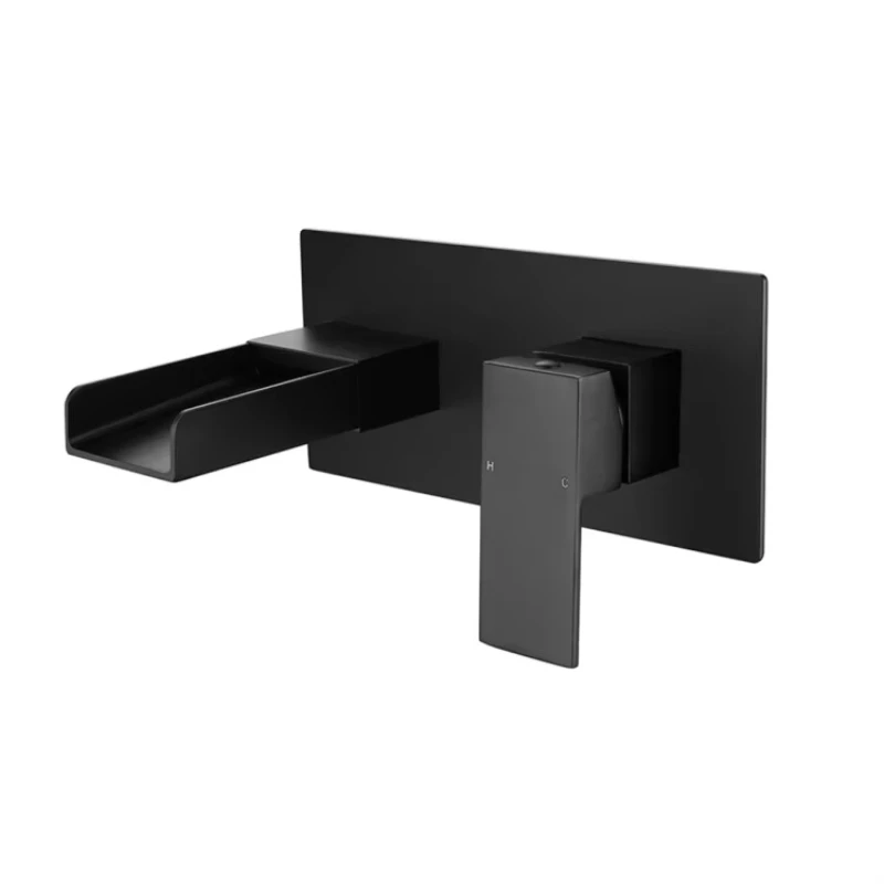 

Modern thermostatic wall-mounted matte black solid brass basin faucet Factory direct sales basin faucet