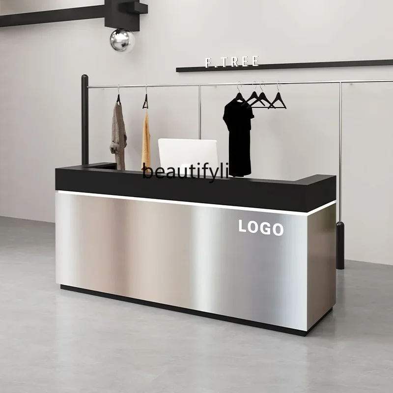 

Simple stainless steel checkout page Clothing store Small bar shop Beauty salon Reception desk Barber shop Front desk