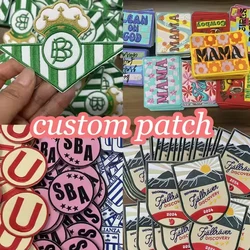 Parche bordado nombre personalizado con velcro termoadhesivo