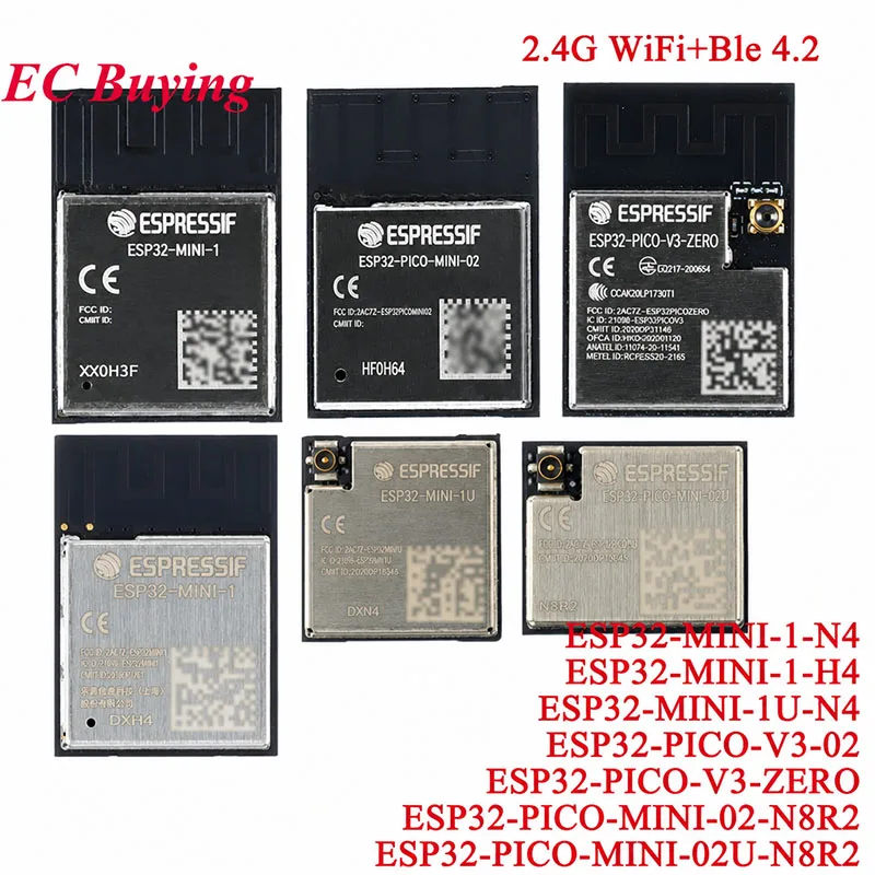 ESP32-PICO ESP32-PICO-V3-ZERO ESP32-PICO-MINI-02 02U ESP32-MINI-1U 1 N4 H4 N8R2 Network 2.4G WiFi Ble 4.2 Wireless MCU Module
