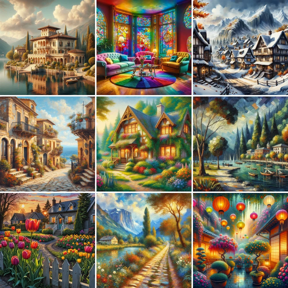 

Landscape Wonderful Nature Pre-Printed Cross-Stitch Complete Kit Embroidery Knitting Handiwork Sewing Craft Gift Mulina Stamped