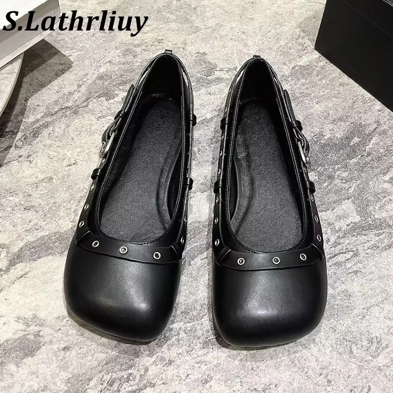 

Shallow Mouth Mary Jane Shoes Square Toe Flat Shoes Women's Solid Color Lazy Loafers Spring Autumn Walking Shoes Casual Shoes