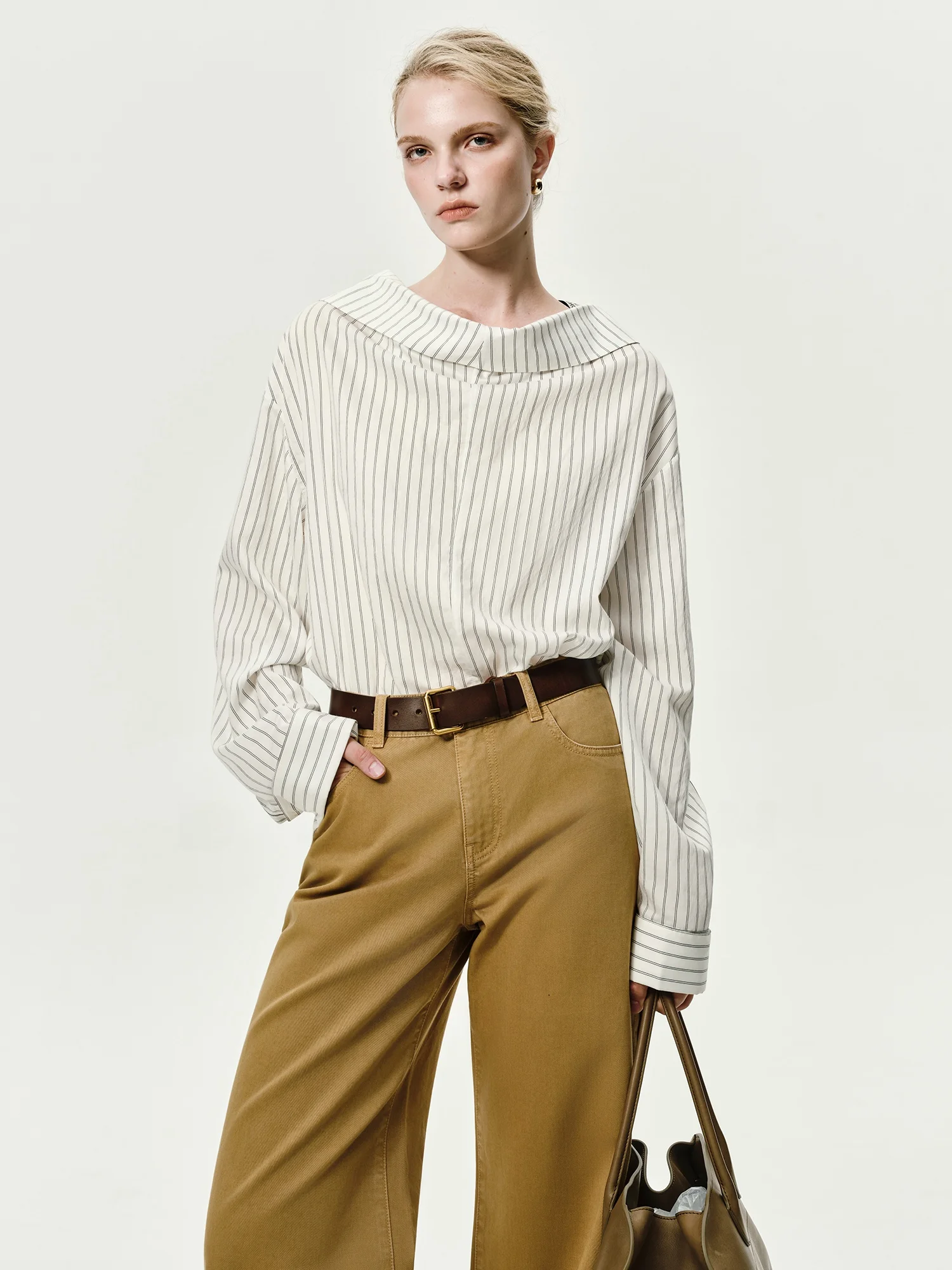 

DMON Stripe irt Loose Fit Artistic Sle Long Sve Women's irt Breathable Comfortable Faionable Bloggers Choice