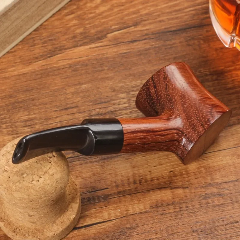 Mini Pear Wood 9mm Filter Flue Tobacco Pipe Retro Gentleman Bent Type Handle Handmade Smoking Pipe with Accessory Old Dad's Gift